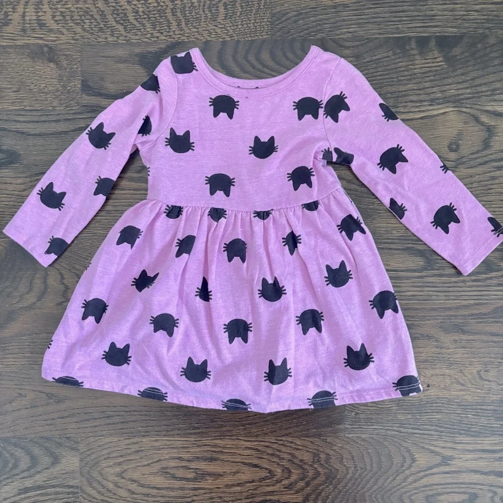 Cat & Jack Purple Dress with Black Cat Pattern